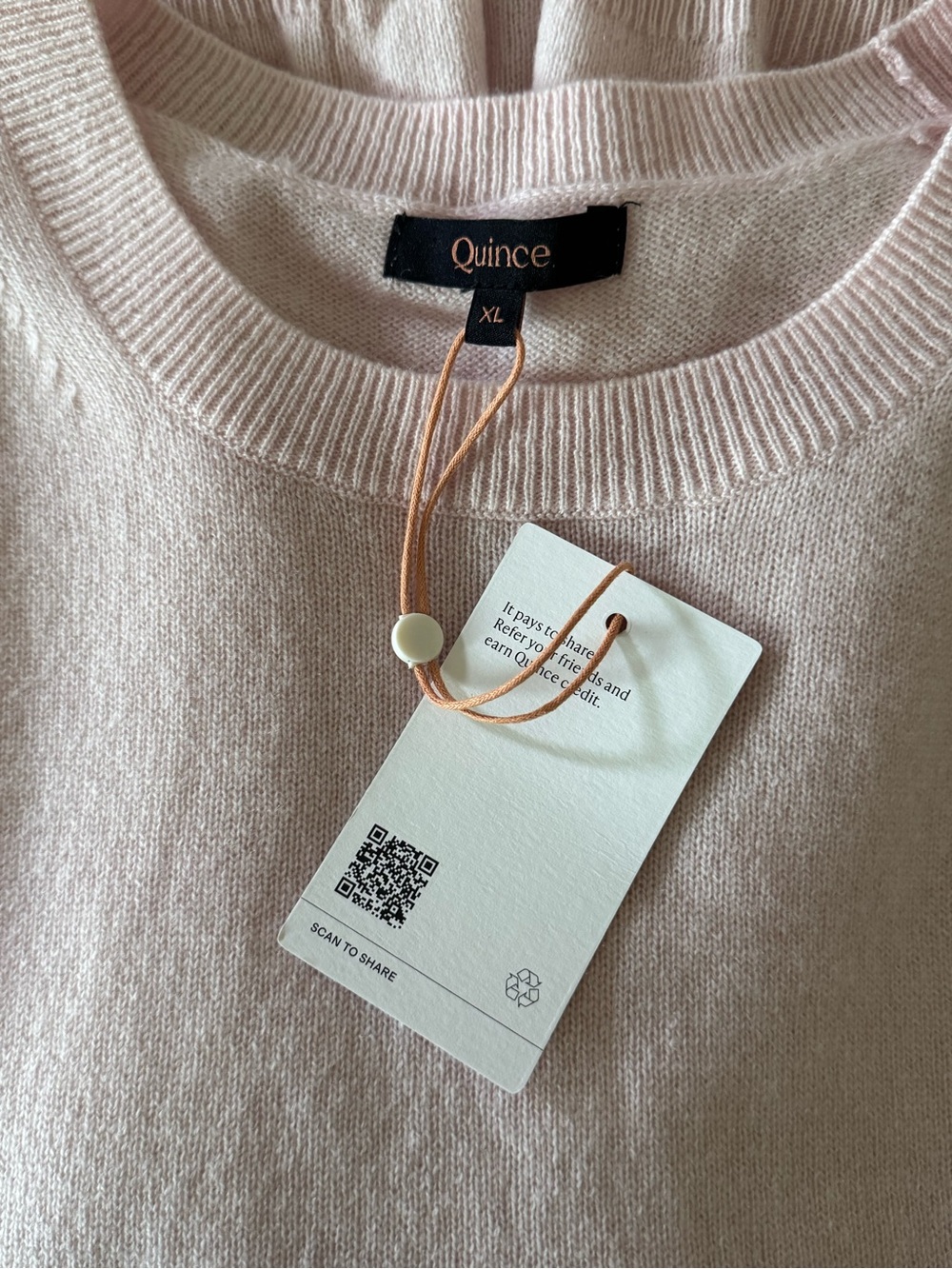 NWT Quince Mongolian Cashmere Sweater Tee Minimal Pink size XL - Picture 5 of 8